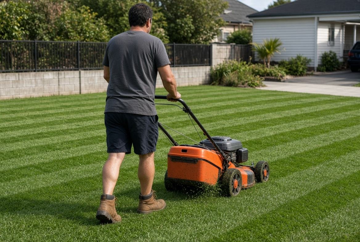 Lawn being mown in Takanini